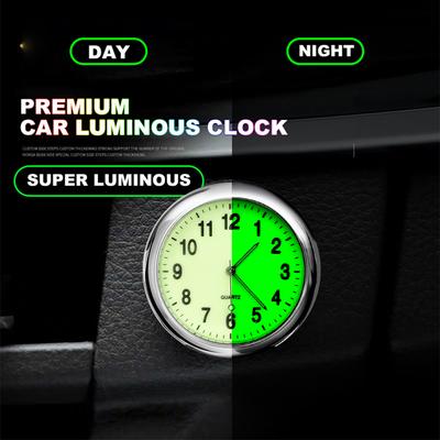 Luxuriöse Auto-Innenraumuhr – Hochwertige Quarzuhr aus Metall für das Armaturenbrett mit grün leuchtender Anzeige, elegante Uhr für die automatische Entlüftung