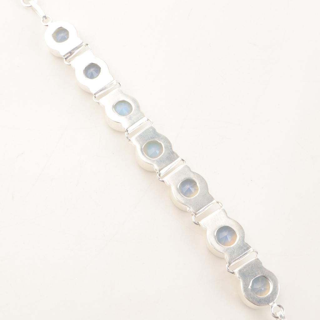 Milky Opal Gemstone 925 Sterling Silver Jewelry Handmade Bracelet9" Gift For Mom RB-7-15