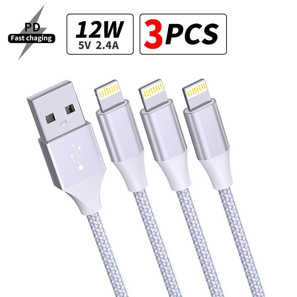 Certified 3PCS 1PC10FT USB A To Lightning Cable For iPhone 14 13 12 X XR Fast Charging Cable Charger Data Wire Cord