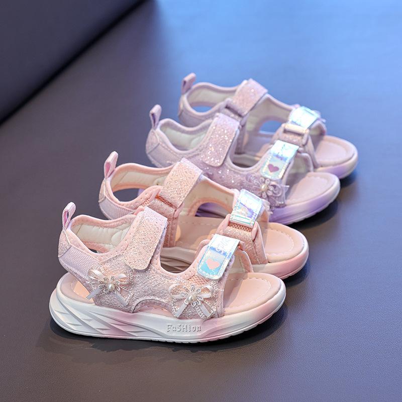 Girls Sandals Summer New Children's Shiny Princess Shoes Women's Treasure Beach Shoes Summer Sports Big Tide