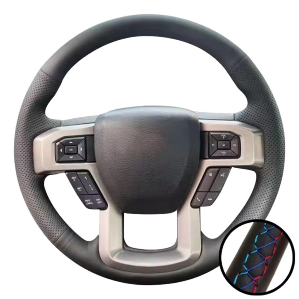 Braid Perforated Artificial Leather King Ranch Lariat Platinum XL XLT 2015-2017 Volant Steering Wheel Cover For Ford F-150
