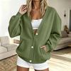 Women S Solid Color Long Sleeve Button Cardigan Hoodie Casual Outerwear