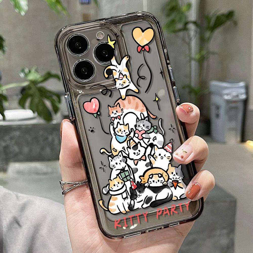 Animal Cat Phone Case For iPhone 15 Pro Max 11 13 14 12 XR X Xs 7 8 Plus SE SE3 15promax 14promax Soft TPU Clear Covers Fundas