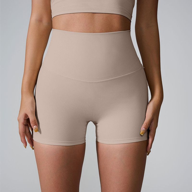 

2025 Europe and America Cross Border Spring/Summer Short Shorts Back Cross High Waist Hip Lift Peach Quick-Drying Fitness Yoga Shorts Women Milk tea color S