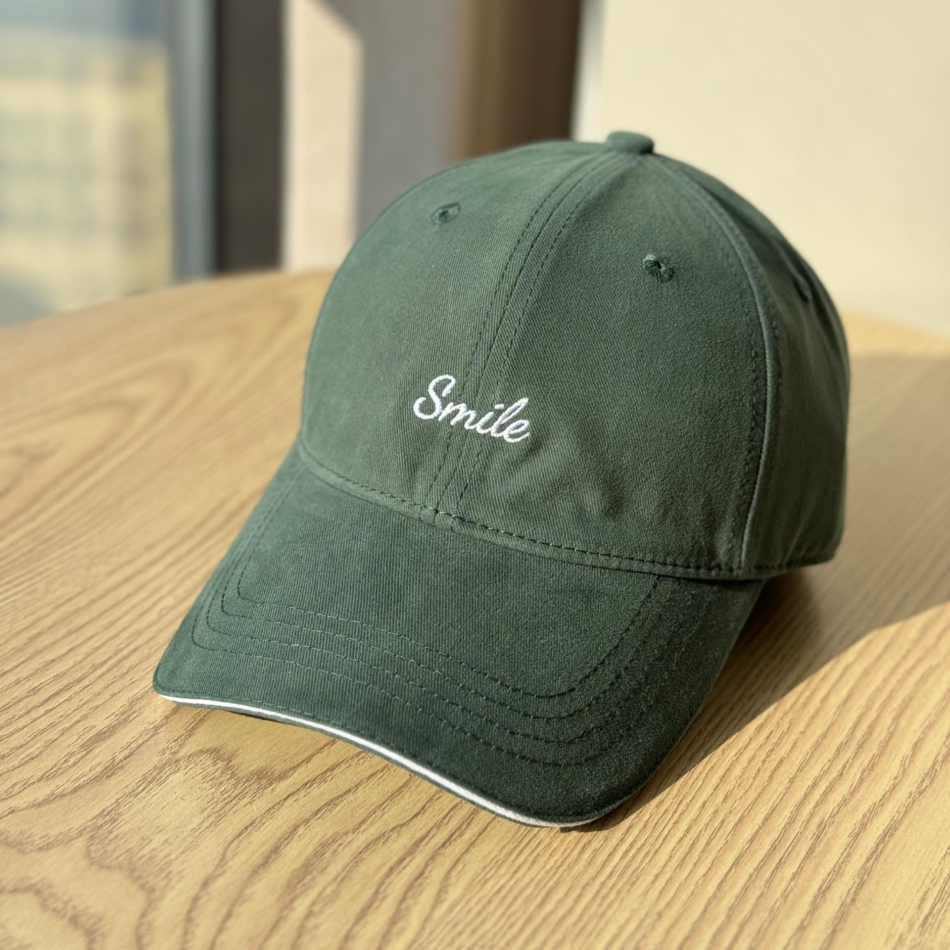 

Korean-style spring-summer sun hat with letter embroidery, soft-top baseball cap for men and women, couple s versatile small-face-flattering duckbill Adult54-60Adjustable темно-зелений колір