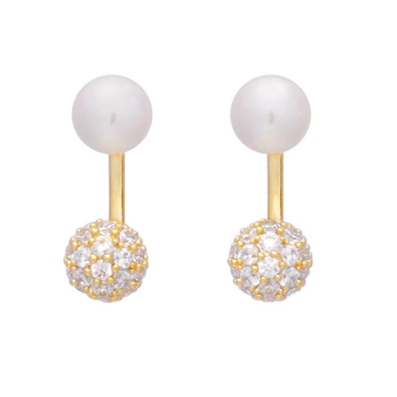 Fashion Rhinestone Pearl Ear Stud Earrings for Women New Statement Pendientes Trendy Zircon Crystal Earring Jewelry Gift