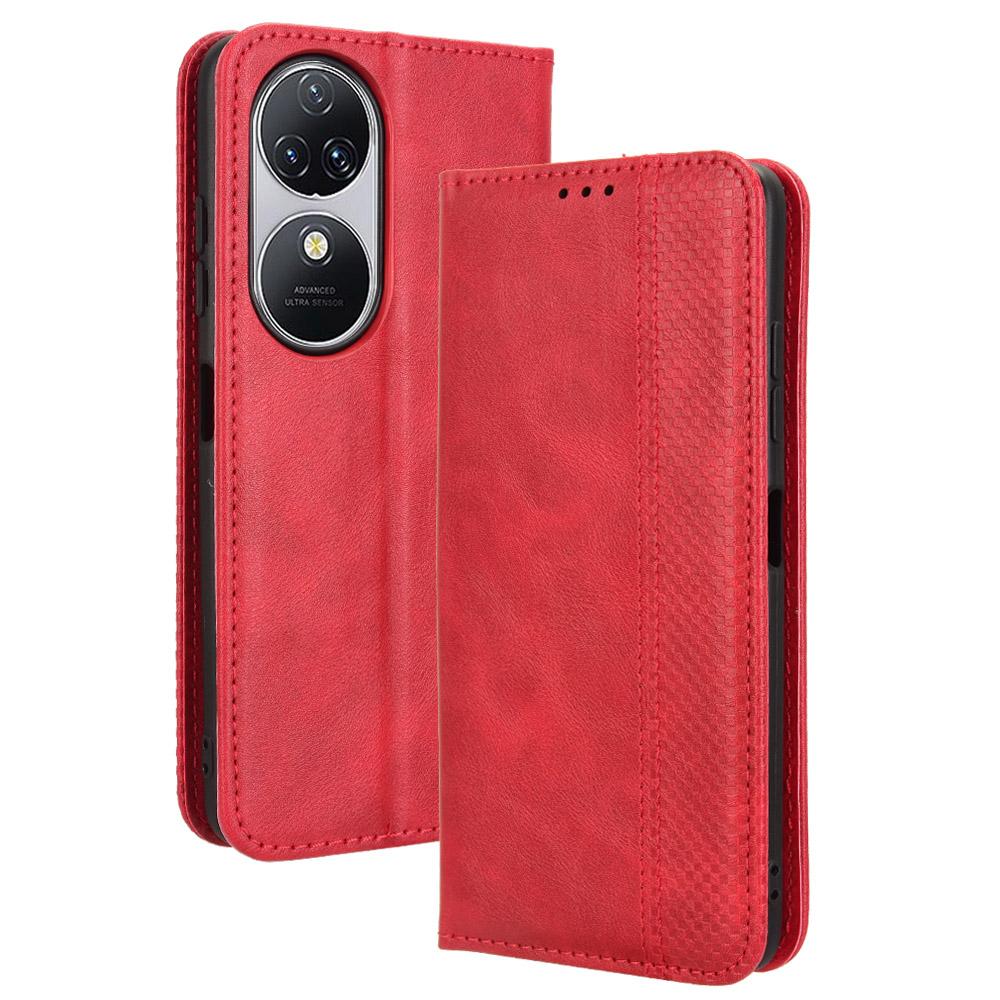 

For Oukitel C38 Case Retro Leather Phone Cover Wallet Magnetic Absorption Protection Red