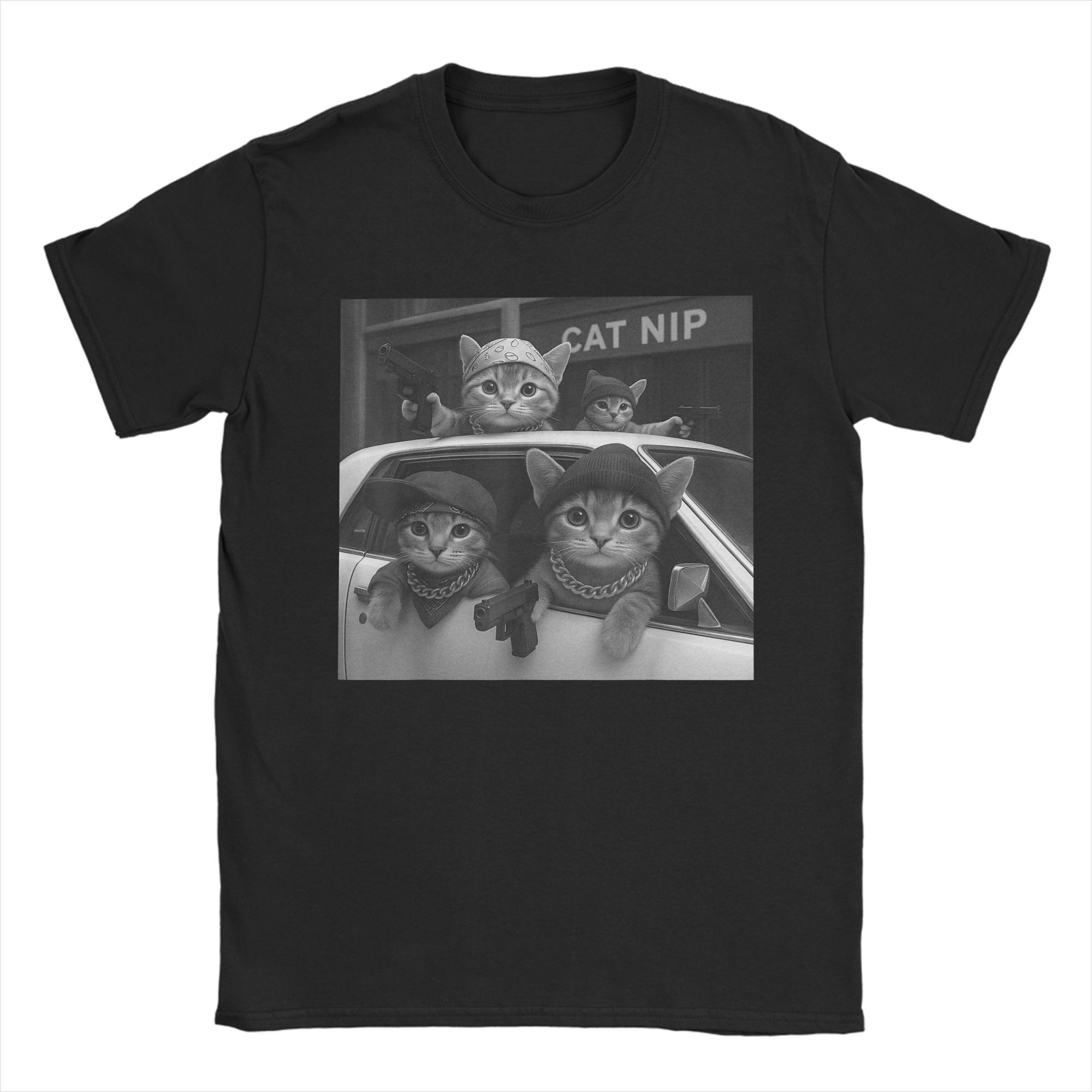 

Cat Gang Vintage Funny Kitty Gangster Meme T-Shirts Men Fun Cotton Tee Shirt Round Collar Short Sleeve T Shirt Plus Size Tops 5XL різнокольоровий