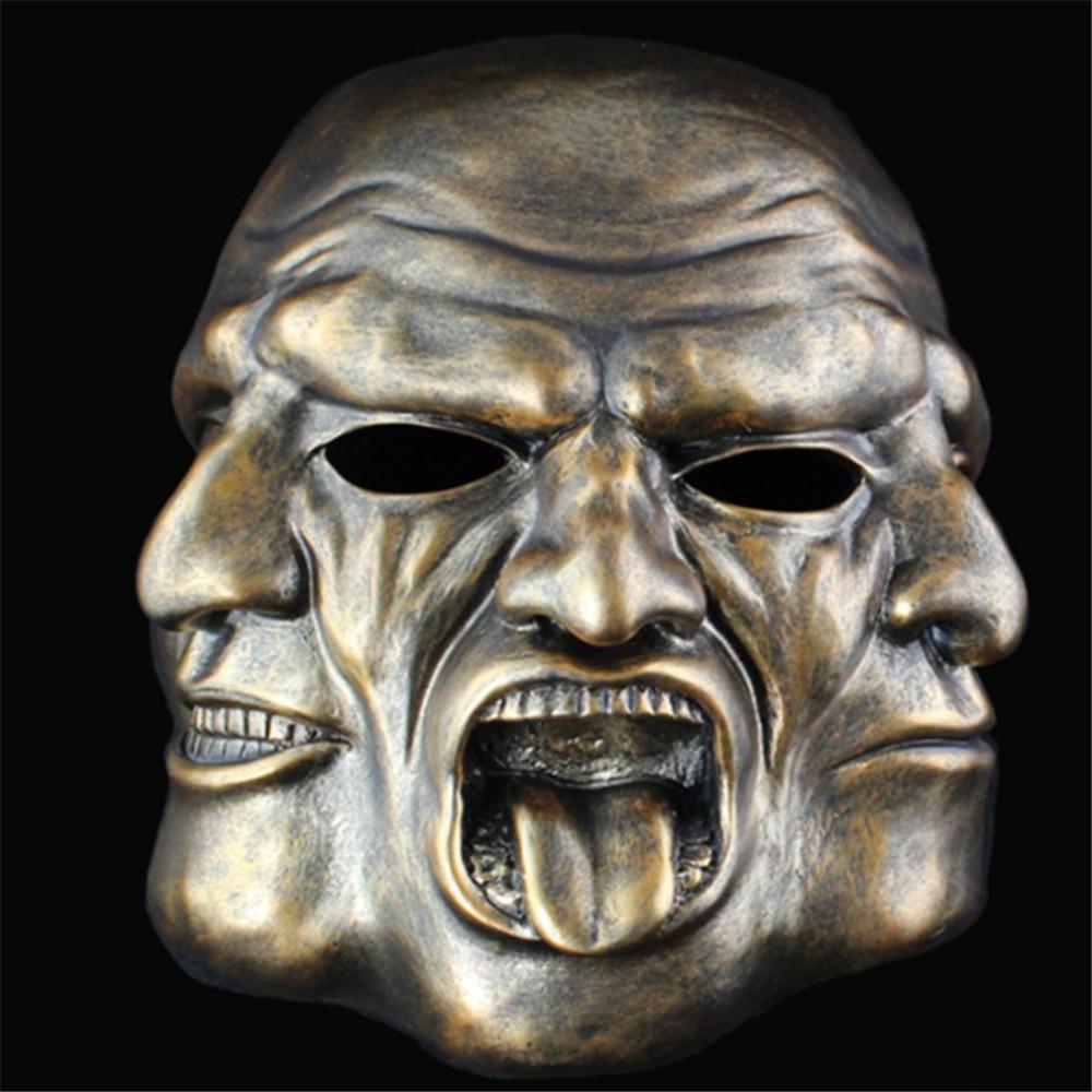 Exquisite Masks Threefaced Crafted From Durable Resin For Celebrations Halloween