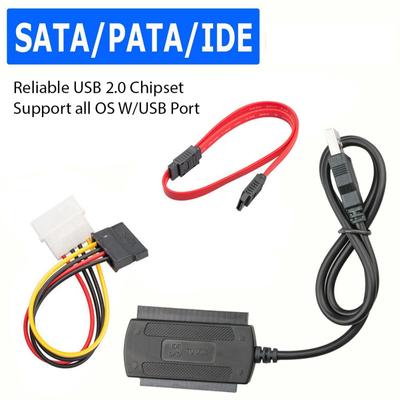 Usb To Ide Sata Adapter Cable 480 Mb/s 2.5 Inch/3.5 Inch Hard Disk Drive Line With 4-pin Power Cord