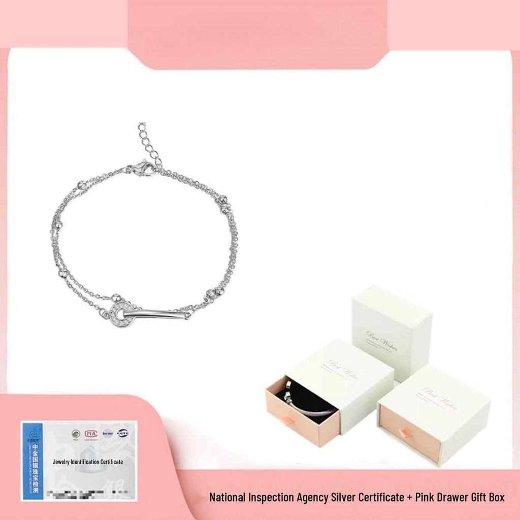 Women's 999 Sterling Silver Double Layer Luxury Bracelet - Summer Stacked Design