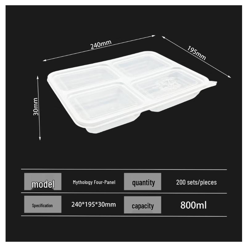 Zebian Disposable Compartmented PP Plastic Lunch Boxes with Lids