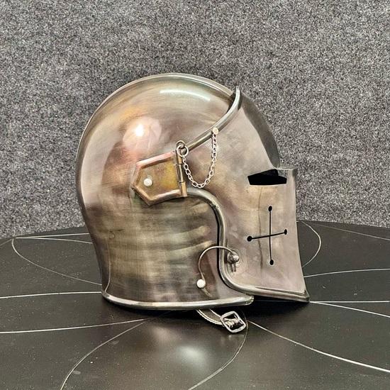 Barbuta Helmet Medieval Knight 8Gauge Mild Steel Helmet LARP, Cosplay, Display, Costume Helmet