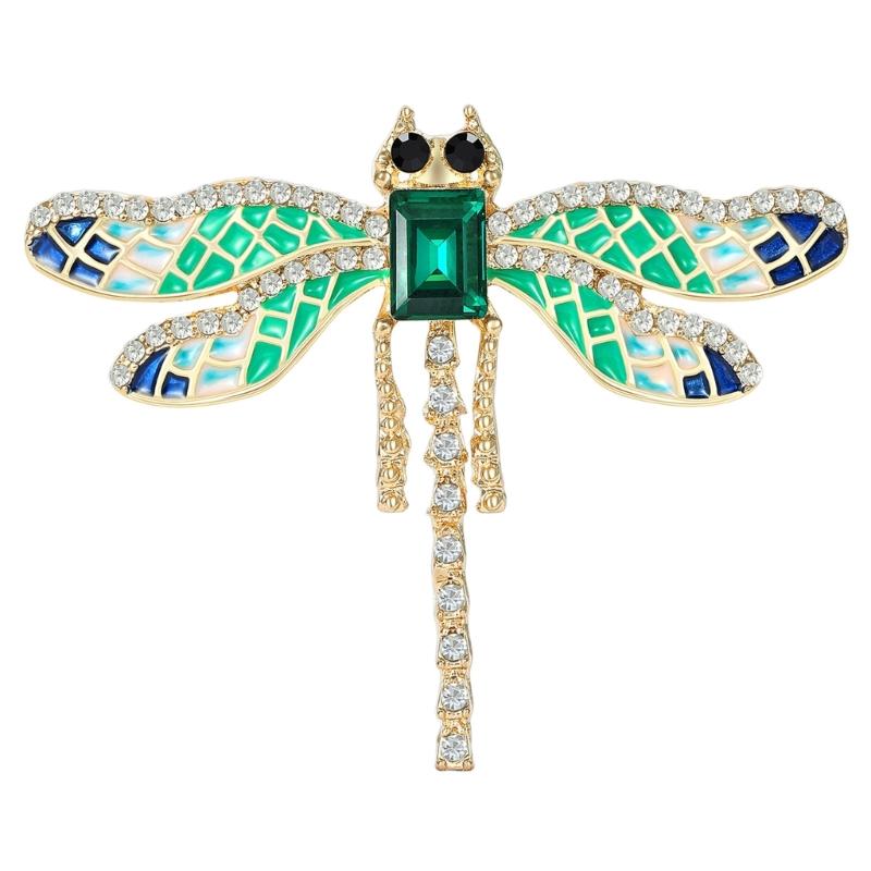 

Elegant Brooch Multifunctional Accessory Dragonflies Badge Sparkling Brooch Suitable for Fashion Enthusiasts Present зелений