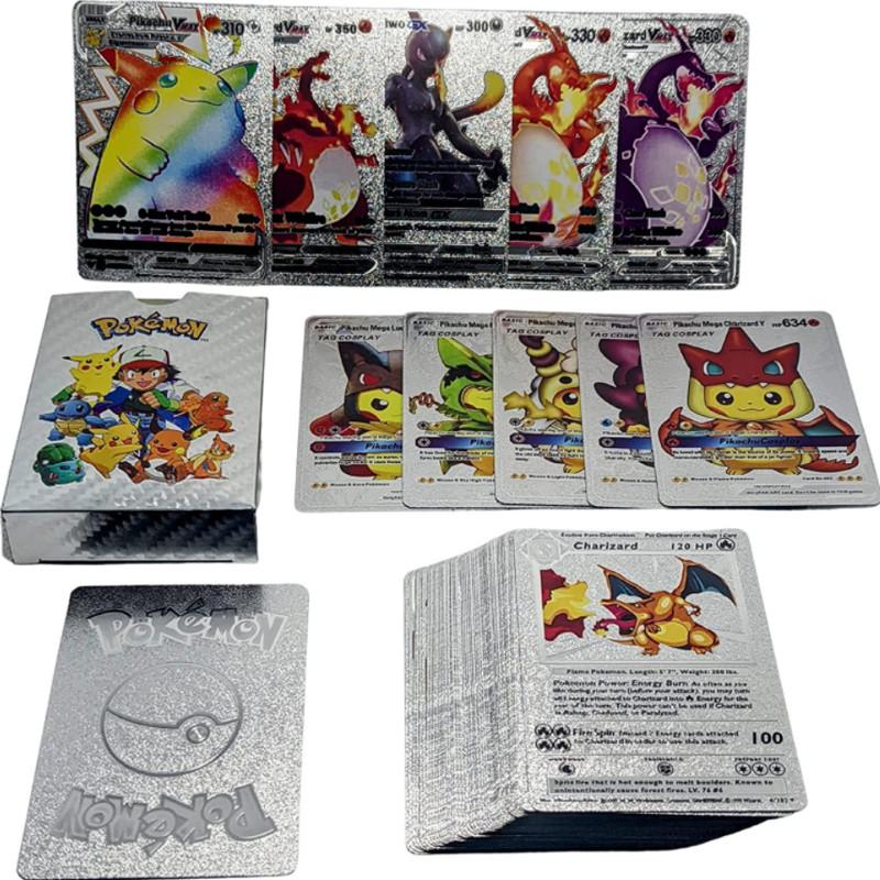 Gold Metal Cards Energy Card Charizard Pikachu Collection Battle Card