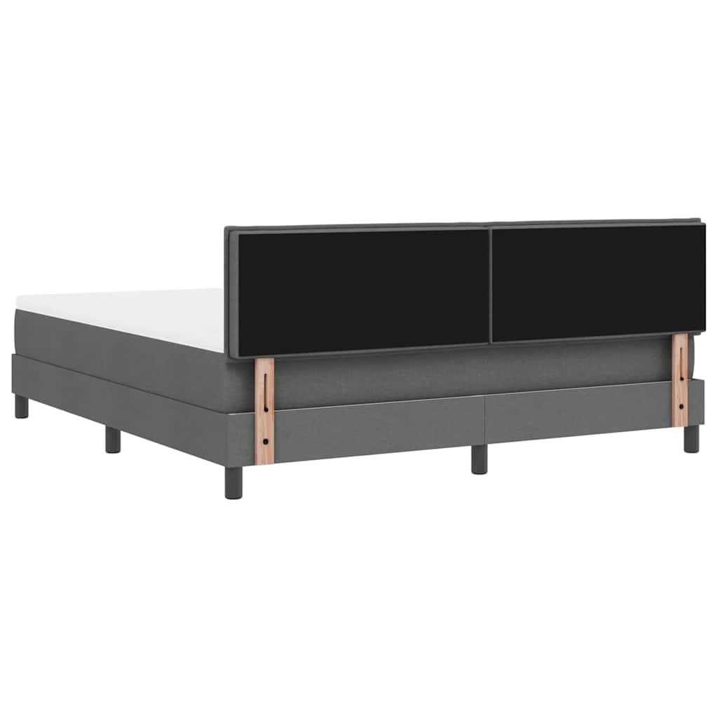 Boxspring Bed with Headboard Dark Grey 180 X 200 Cm Fabric