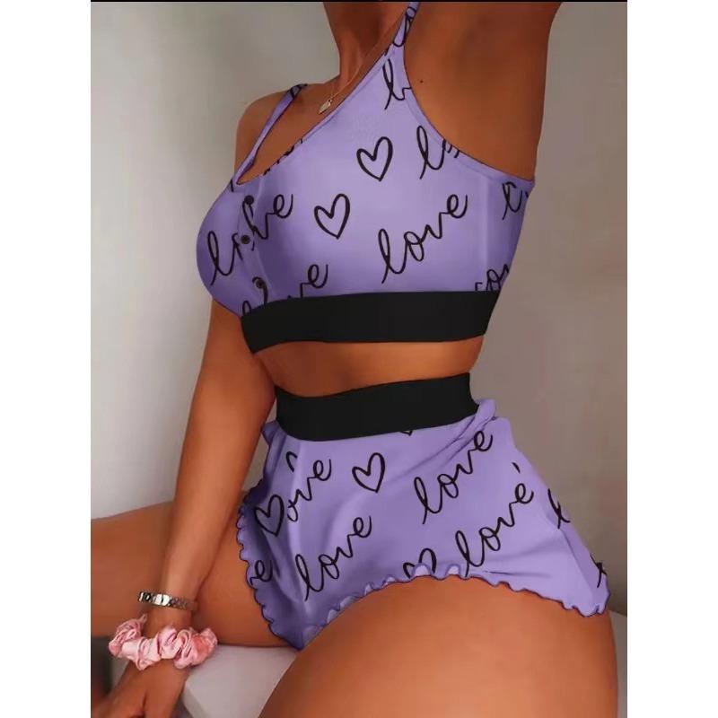 New Printed Suspender Pajamas Cool Thin Tight Sweet Pajamas Large Size