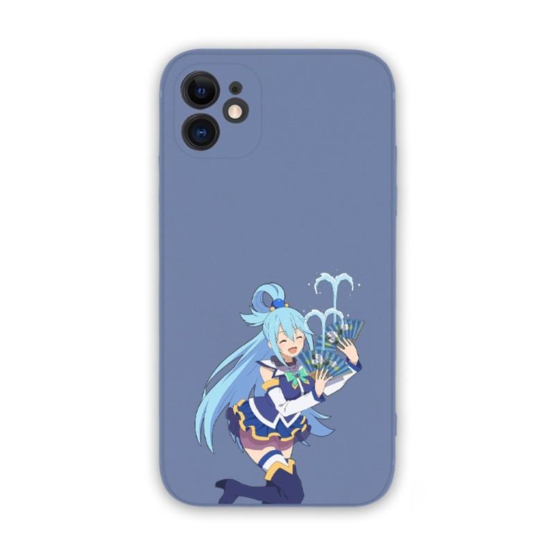 Urocze etui na telefon Konosuba Aqua dla iPhone 14 11 12 13 Pro Max X XR XSMax 6 6S 7 8 Plus SE 2022 Miękkie kwadratowe kolorowe etui na telefon