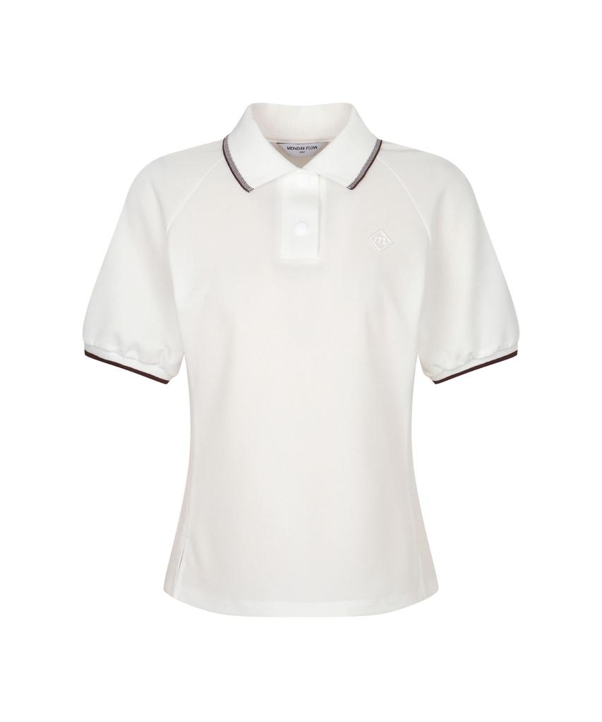 MONDAYFLOW Raglan Pique Top_White