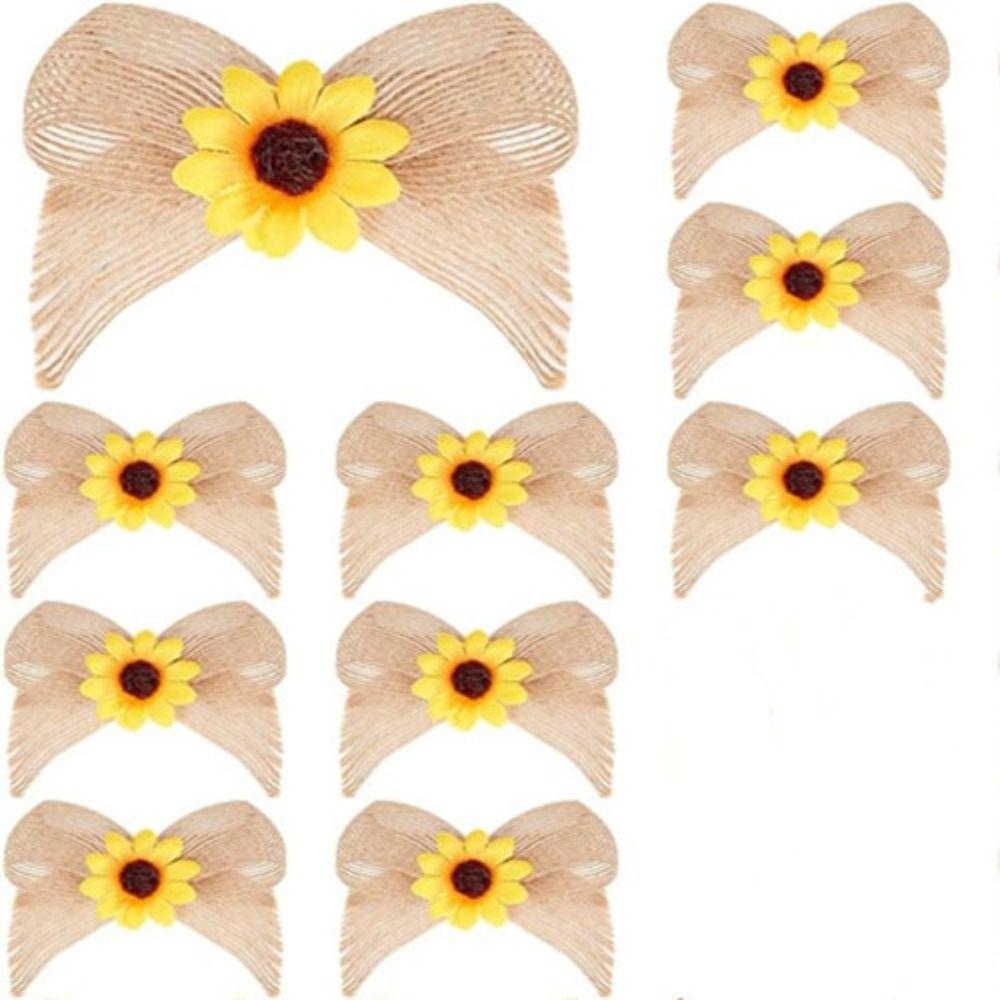 

Linen Sunflower Linen Bow 8*10cm Sunflower Burlap Bow For Home Decoration