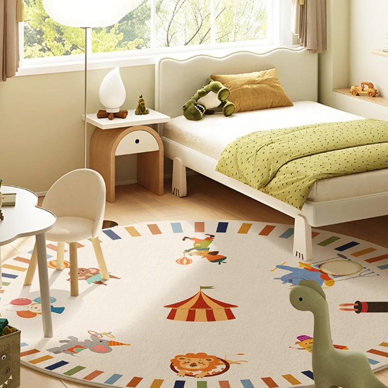Cartoon Style Living Room Decoration Carpet Fluffy Soft Lounge Rug Thick Anti-slip Bedside Floor Mat Cute Round Rugs for Bedroom