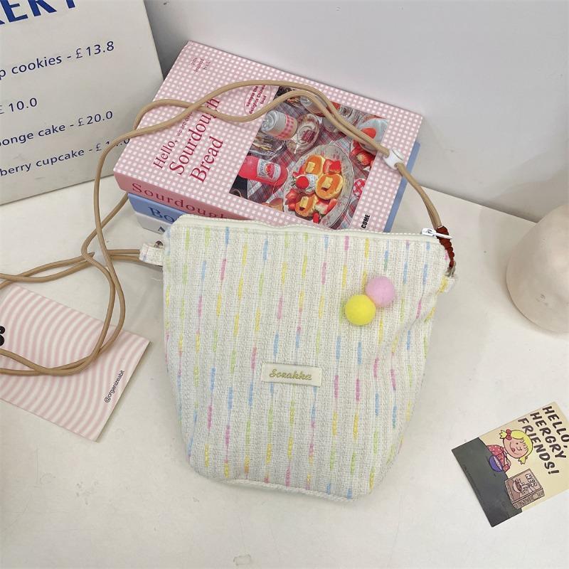 

5 New Portable Out Large Capacity Crossbody Mobile Phone Bag Cute Small Ball Adjustable Storage Bag Lightweight