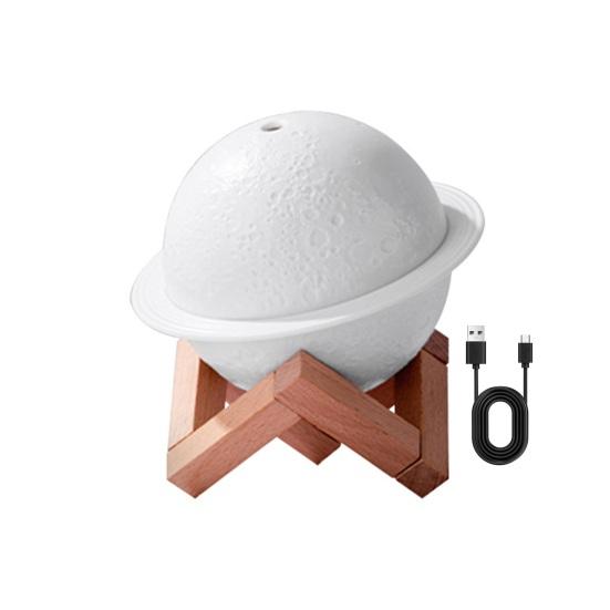 3D Planet Night Light Humidifier Quiet USB Mini Air Humidifier with Wooden Stand