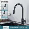 Rubinetto da cucina nero flessibile estraibile 2 modalità ugello miscelatore acqua calda e fredda rubinetto montato sul ponte spruzzatore e flusso SUS 304 rubinetti