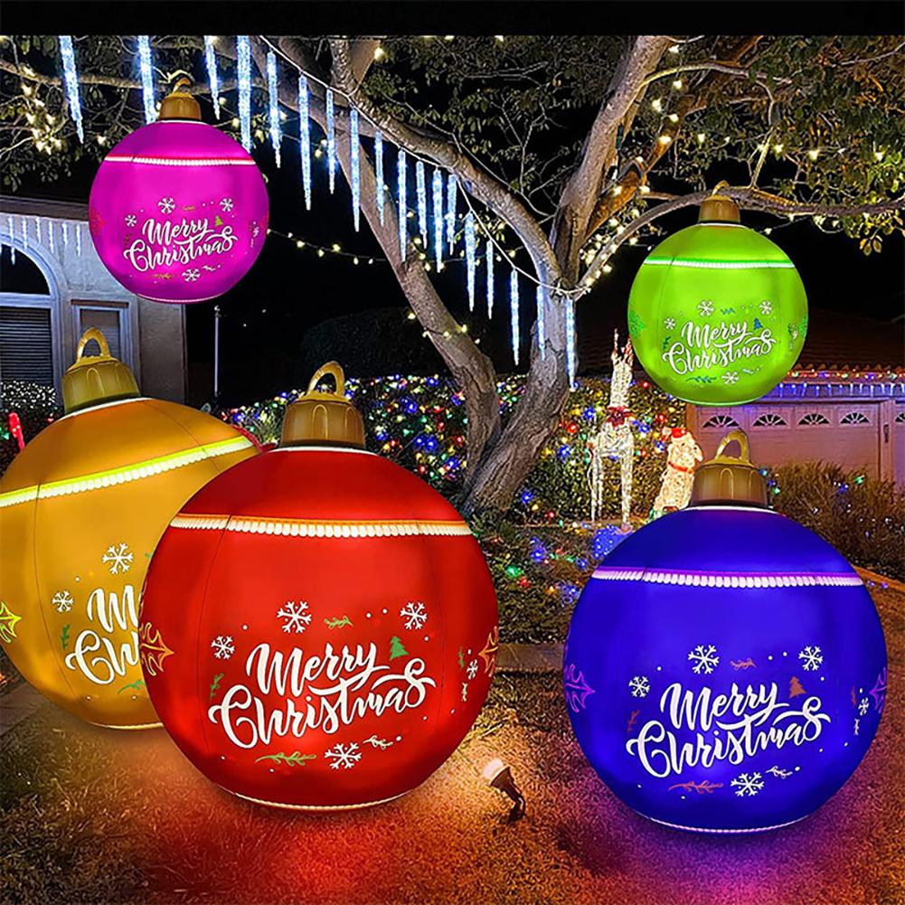 Christmas Inflatable Ball Brightly Colored PVC Xmas Ornament Festive Print Ball Party Festive Atmosphere Decor Celebration Ball