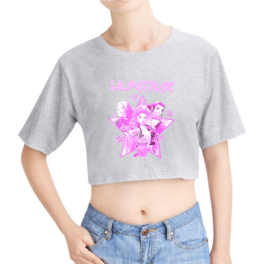 Anime K-Pop Lovci démonů Crop topy Dámské O-výstřih Krátký rukáv Tričko Dívčí móda Dámské Harajuku Krátký rukáv Ležérní