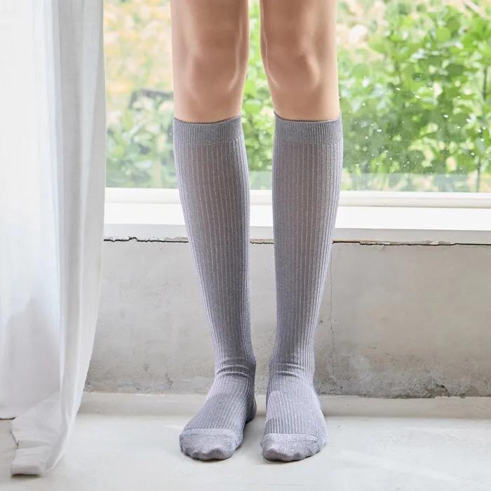 [2 Set] Glitter Pearl Knee Socks Smith 2 Pairs 4 Colors