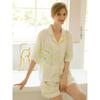 2024 Summer Tribute Satin Sunflower Pajamas Women Thin Loose Version Short sleeve Cotton Silk Trousers Rayon Homewear