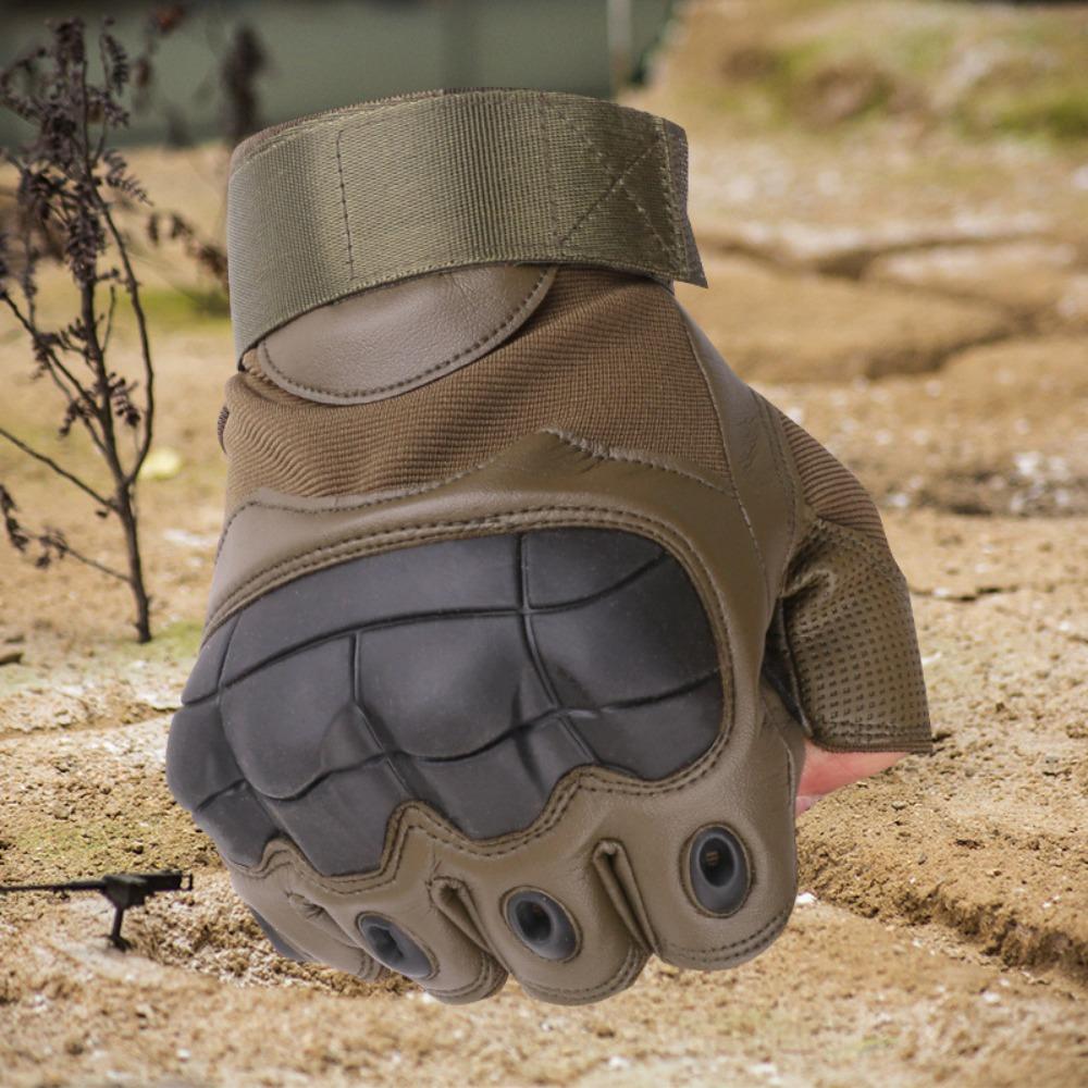 Outdoor Tactical Half Finger Gloves Field Training Sports Riding Mountaineering Non-Slip Motorcycle Full Finger Touch Screen Leather Gloves