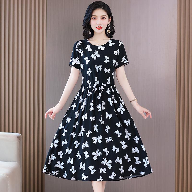 Summer Elegant Dresses Ladies Slim Short Sleeve Casual Summer Women's Dresses Korean Style Vintage Clothes