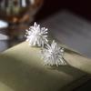 925 Silver Needle Shiny Zircon Flower Stud Earrings For Women Party Romantic Fine Jewelry Light Luxury Accessories
