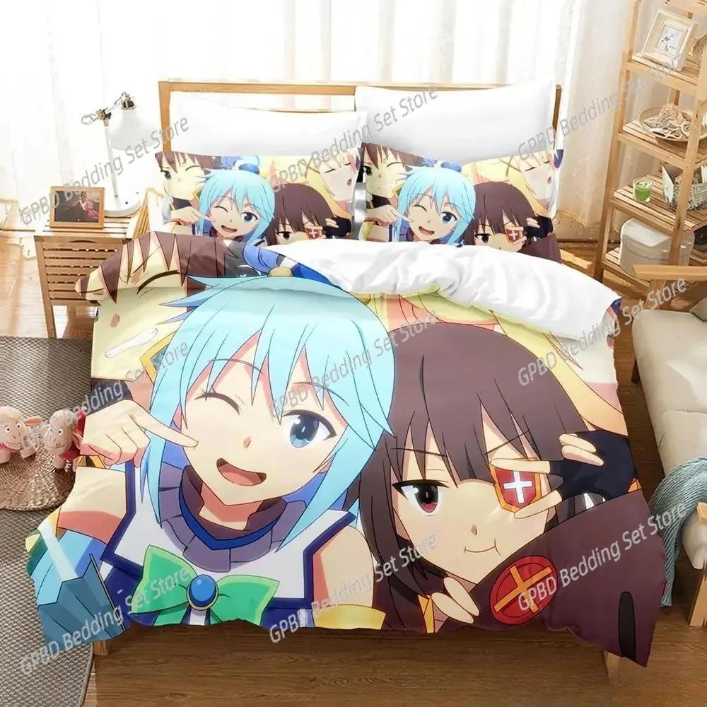 Kawaii Konosuba Cartoon Anime Bedding Set For Bedroom Soft Modern Bedspreads Comefortable Duvet Cover Quilt Cover And Pillowcase