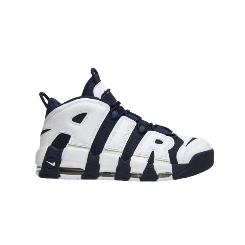 New Nike Air More Uptempo Olympic Abrasion Resistant Mid Top Vintage Basketball Shoes Men's White Blue 414962-104