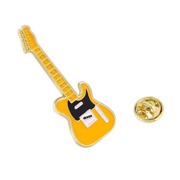 Vintage Guitar Metal Badge: Music-Themed Brooch for Clothes & Bags