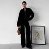 Knitted Long-sleeved Wide-leg Trousers Set, European, American Autumn and Winter New Zipper Jacket Trousers Casual Suit