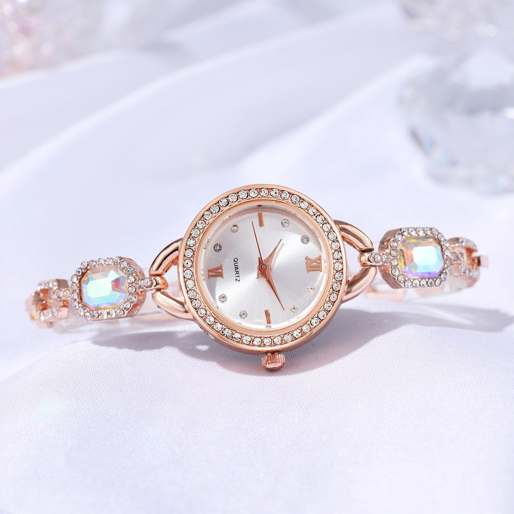 Rhinestone Women's Roman Numeral Bracelet Watch with Adjustable Strap