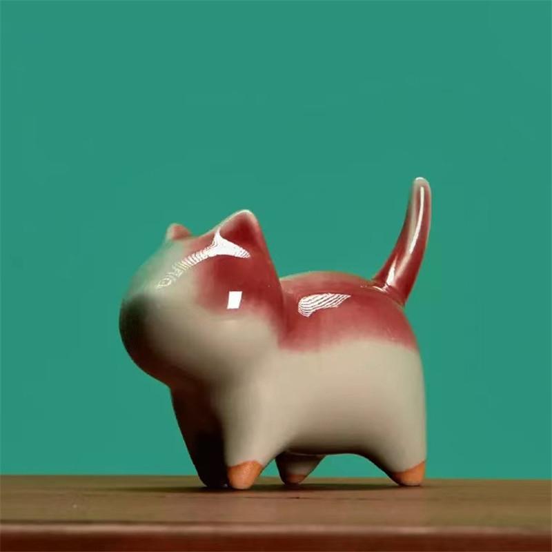 Ceramic Cat Figurines – Cute Small Tea Pets for Car, Home, and Teahouse Decoration