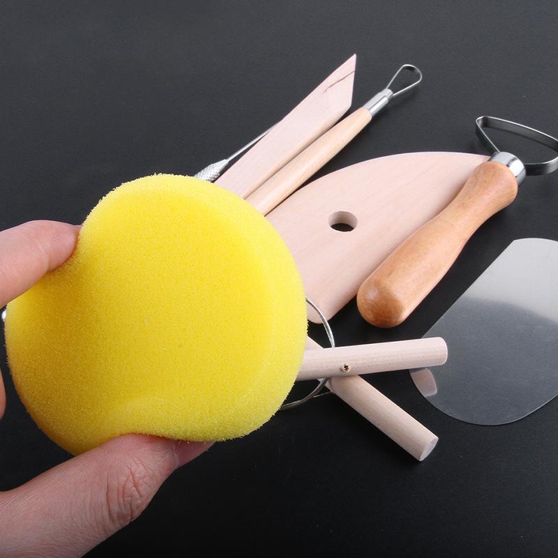 Wooden Pottery Clay Sculpture Tools 8-Piece Set for Carving and Handmade Crafting