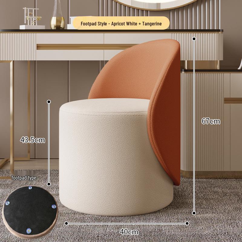 Rotating Dressing Stool with Backrest for Bedroom, Nail Salon, or Makeup Room