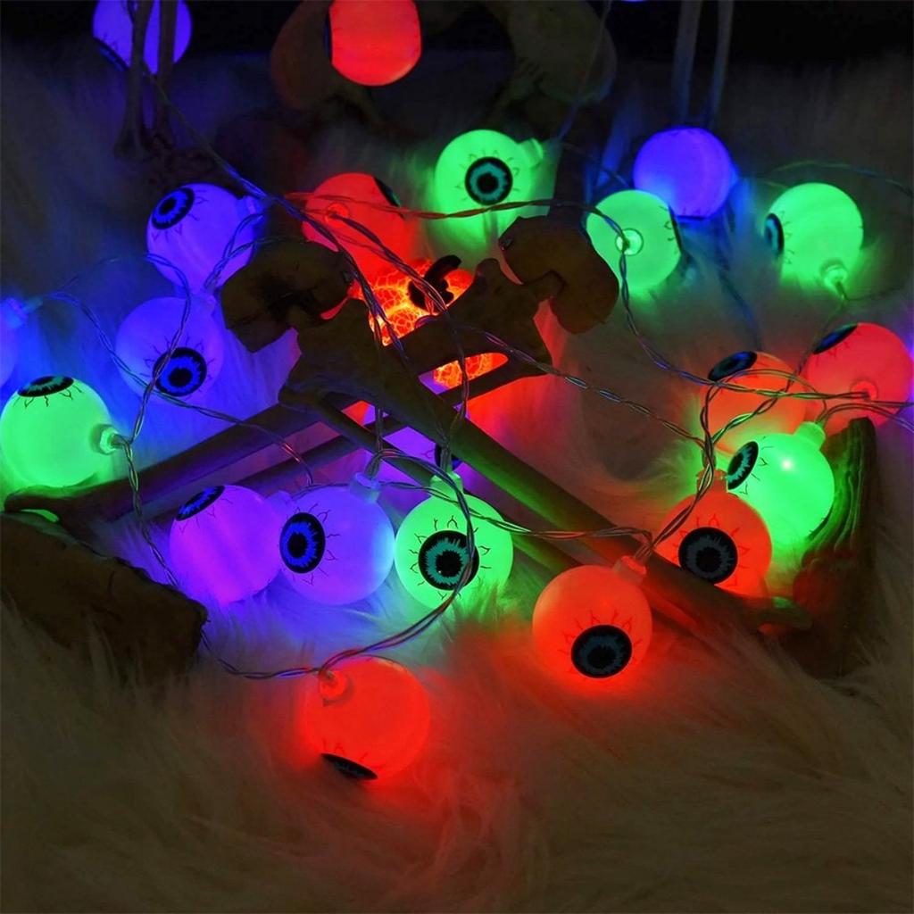 1PC 3M/9.84FT. 20LED Spooky Halloween Eyeball String Light Battery Powered Suitable For Home Yard Outdoor Festival Party Decor