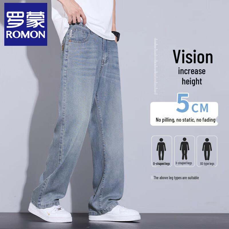 ROMON Men's Tencel Blend Loose Straight Summer Jeans
