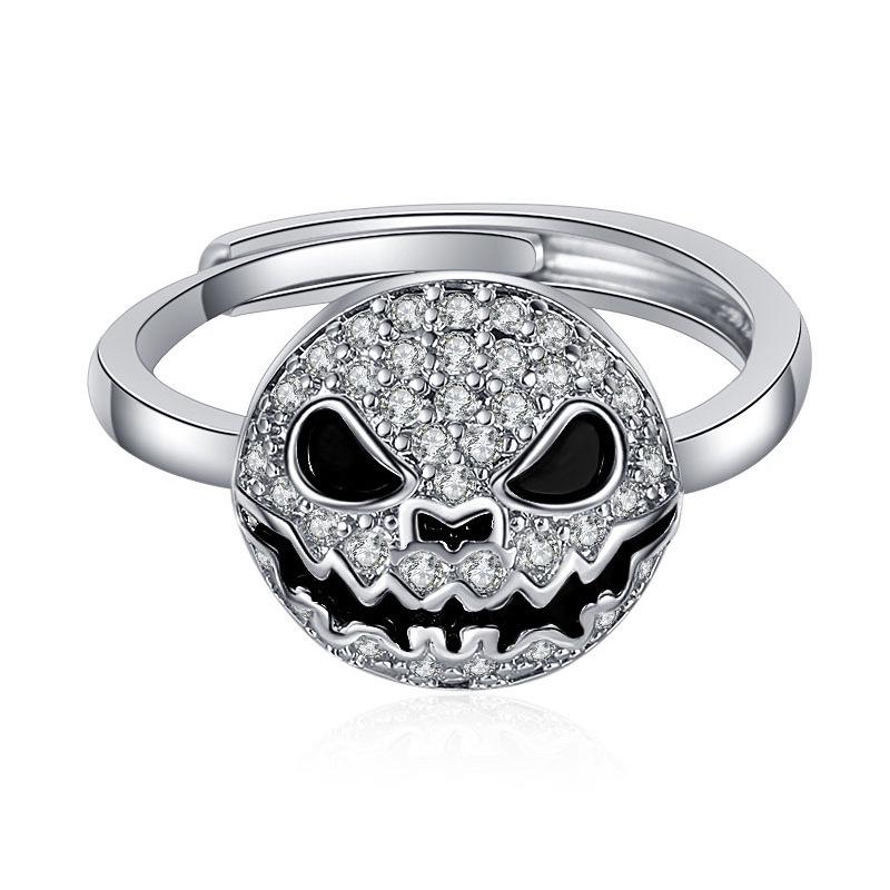 European Hot-Selling Hip Hop Rhinestone Expression Necklace & Ring Set for Halloween