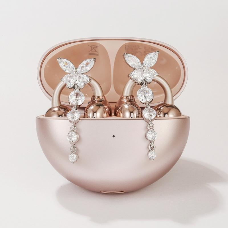 Butterfly Crystal Chain Design Ear Clip Accessory For Freeclip 1 2 Featuring Shining Zircons And Comfort Fit