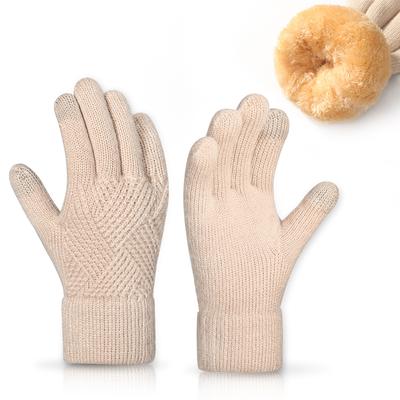 Warm Knitted Gloves Women Winter Riding Office Minimalist Cold Proof Double Layer Touchscreen Gloves
