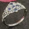 Elegant Blue and White Synthetic Zirconia Inlaid Ring Wedding and Banquet Ring Jewelry A Fashionable Jewelry Gift for Women