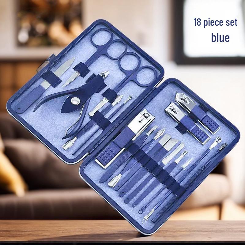 18-Piece Stainless Steel Nail Clipper & Manicure Set - Blue